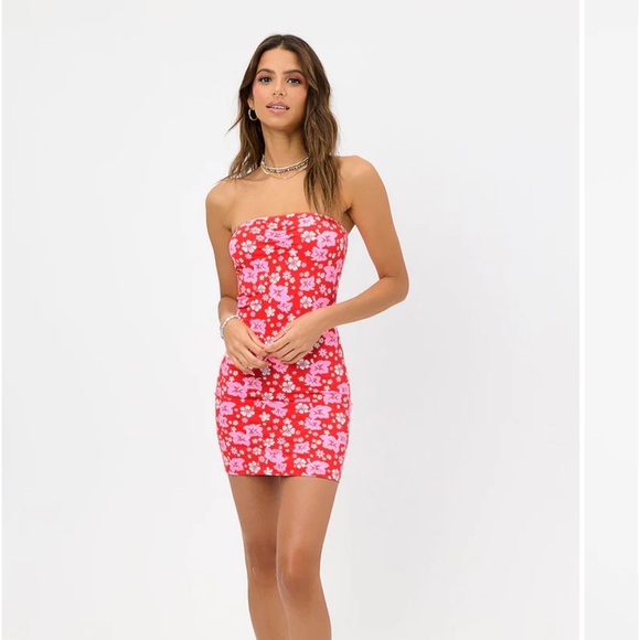 Frankie’s Bikinis Palmer Floral Strapless Tube Dress - Picture 1 of 4